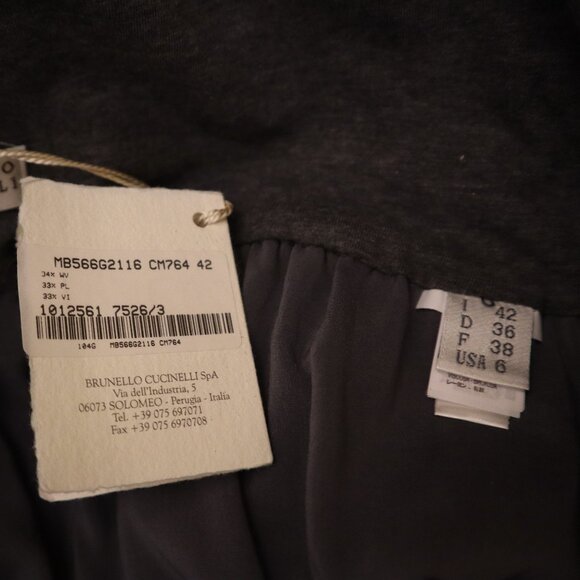 Brunello Cucinelli Charcoal Gray Pleated Skirt Wool Blend Slit Size 6 NWT $1,845 - Picture 7 of 9